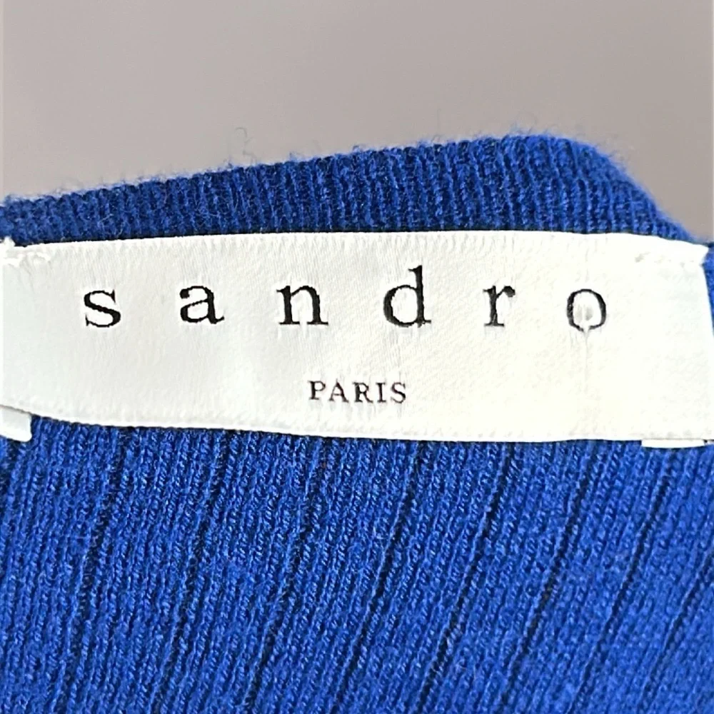 Sandro Silk Cashmere Knit Wrap Kimono Style Cardigan Sweater Size 1 Royal Blue - Picture 11 of 14